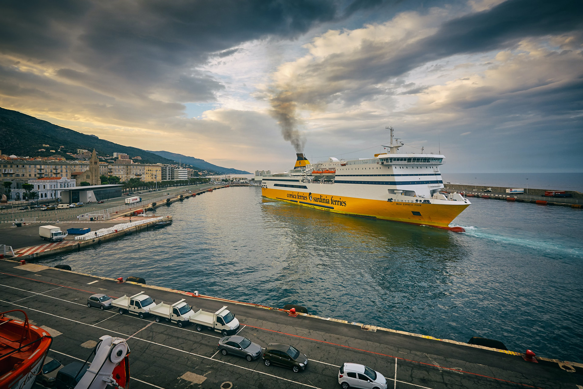Ferry in port - Turbochargers